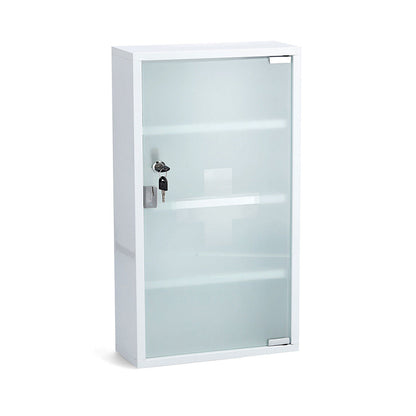 ZELLER 18122 Medizinschrank, Metall weiß pulverbeschichtet/Glas, abschließbar / Arzneimittelschrank