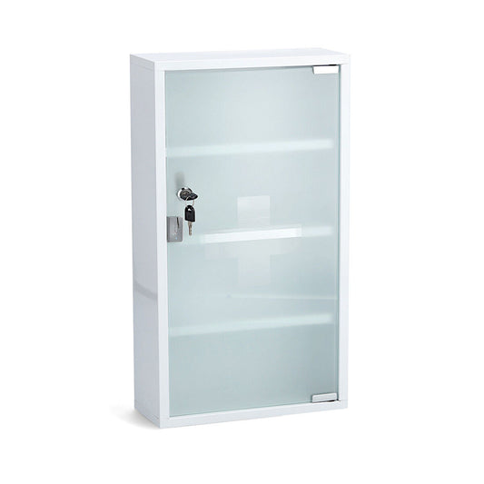 ZELLER 18122 Medizinschrank, Metall weiß pulverbeschichtet/Glas, abschließbar / Arzneimittelschrank