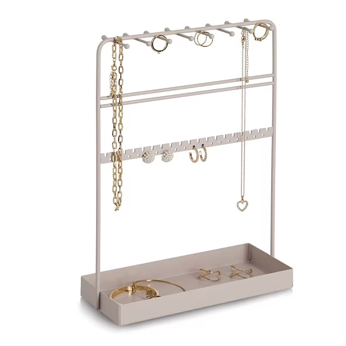 ZELLER 18624 Stilvoller Schmuck-Organizer aus Metall, greige ca. 24 x 10 x 33 cm