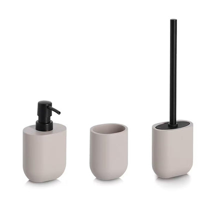 ZELLER 18958 WC-Bürste aus Polyresin/Edelstahl/TPR, greige, ca. 10,7 x 6,6 x 39 cm