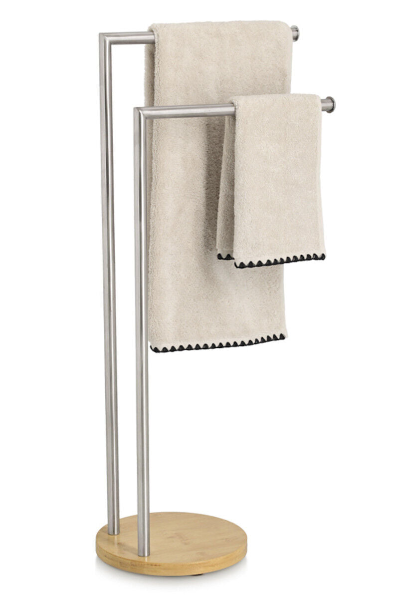 ZELLER Handtuchhalter 18976 aus Edelstahl und Bambus / Handtuchstangen