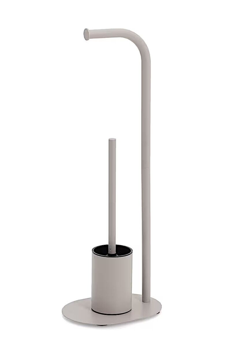 ZELLER 18979 WC-Garnitur, Metall/Kunststoff, greige ca. 23 x 17 x 63 cm