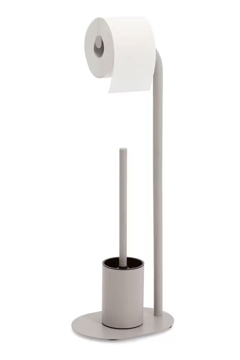 ZELLER 18979 WC-Garnitur, Metall/Kunststoff, greige ca. 23 x 17 x 63 cm