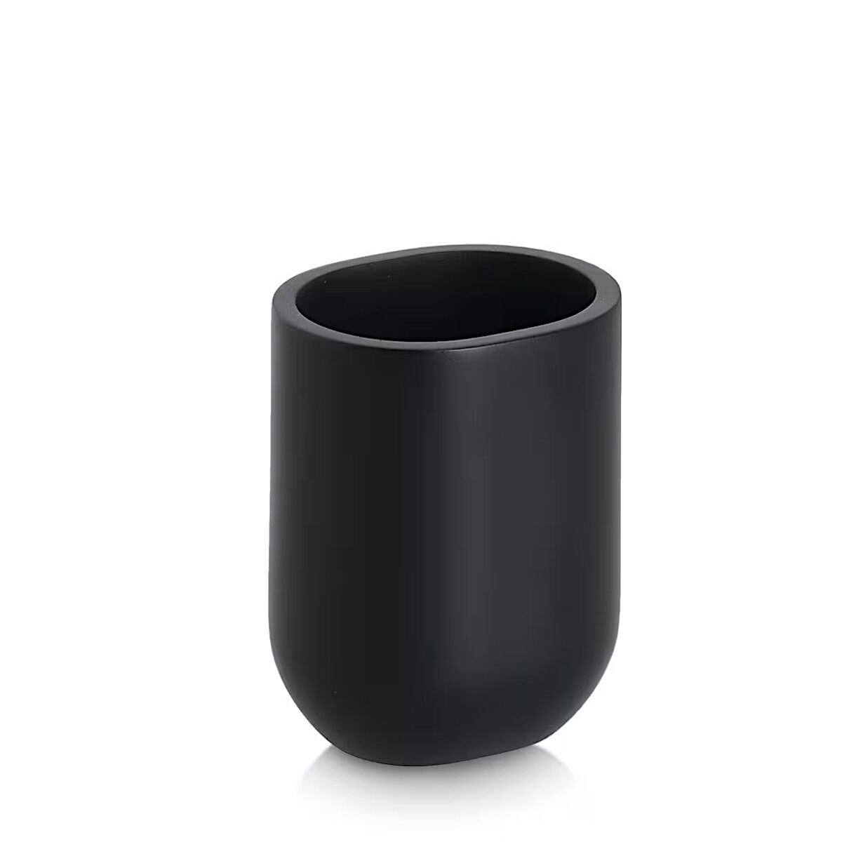 ZELLER 18987 Zahnputzbecher aus Polyresin, schwarz, ca. 7,9 x 6,6 x 10,1 cm