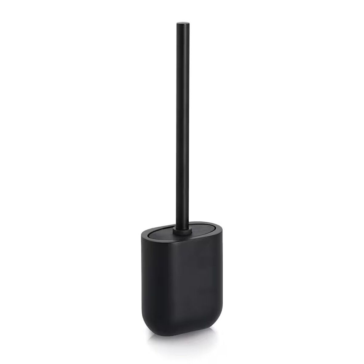 ZELLER 18988 WC-Bürste aus Polyresin/Edelstahl/TPR, schwarz, ca. 10,7 x 6,6 x 39 cm