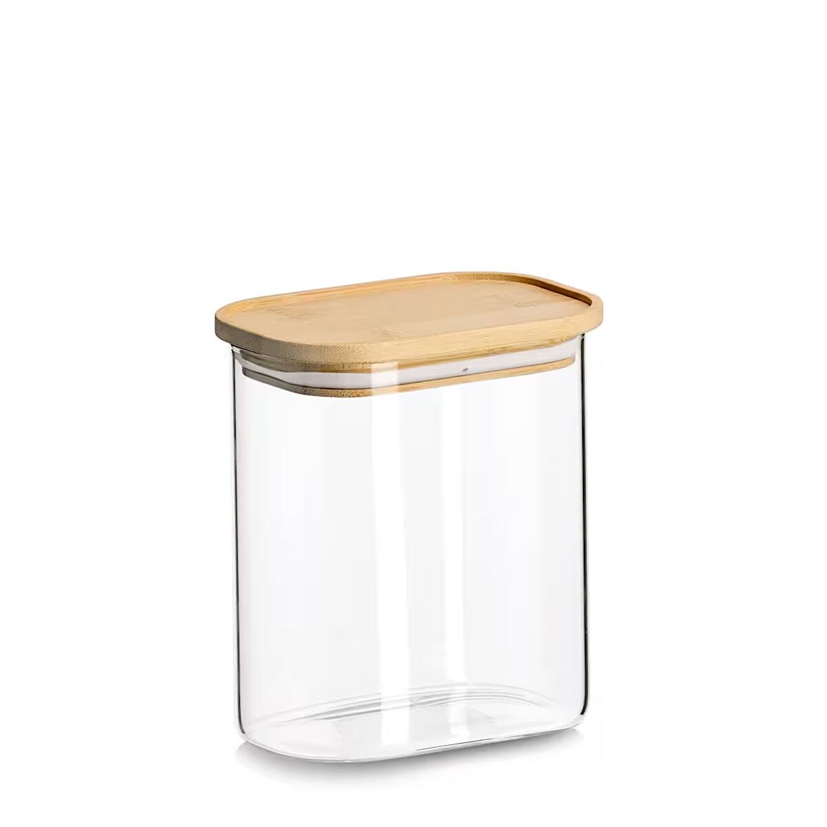 ZELLER 19051 Vorratsglas 1000 ml Borosilikatglas mit Bambusdeckel, ca. 12,8 x 9 x 14,2 cm