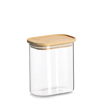 ZELLER 19051 Vorratsglas 1000 ml Borosilikatglas mit Bambusdeckel, ca. 12,8 x 9 x 14,2 cm