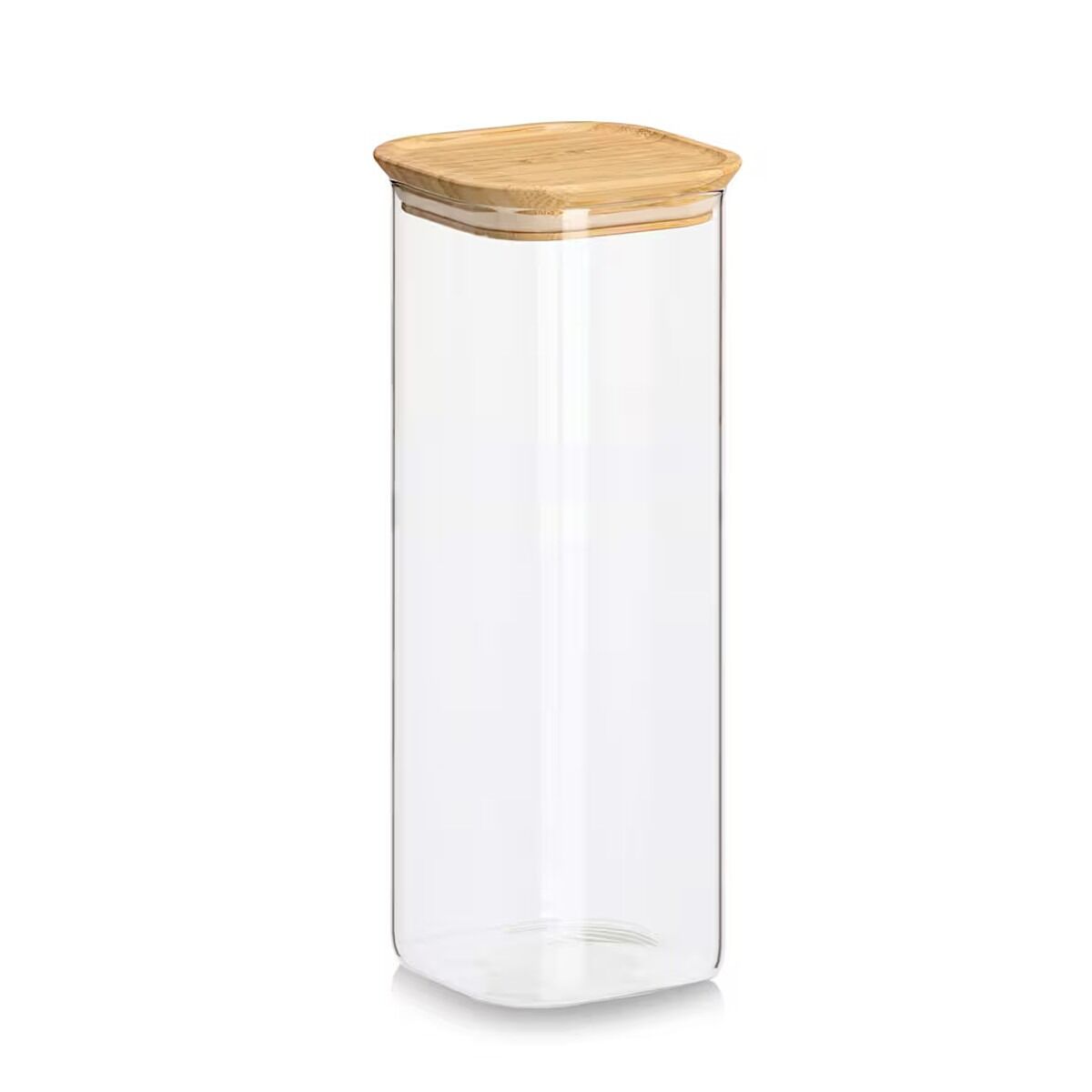 ZELLER 19053 Vorratsglas-Set 6-tlg. aus Borosilikatglas mit Bambusdeckel, ca. 31 × 11 × 28 cm