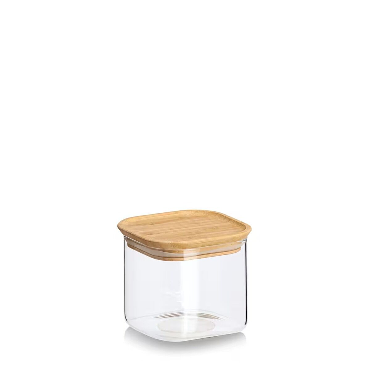 ZELLER 19053 Vorratsglas-Set 6-tlg. aus Borosilikatglas mit Bambusdeckel, ca. 31 × 11 × 28 cm