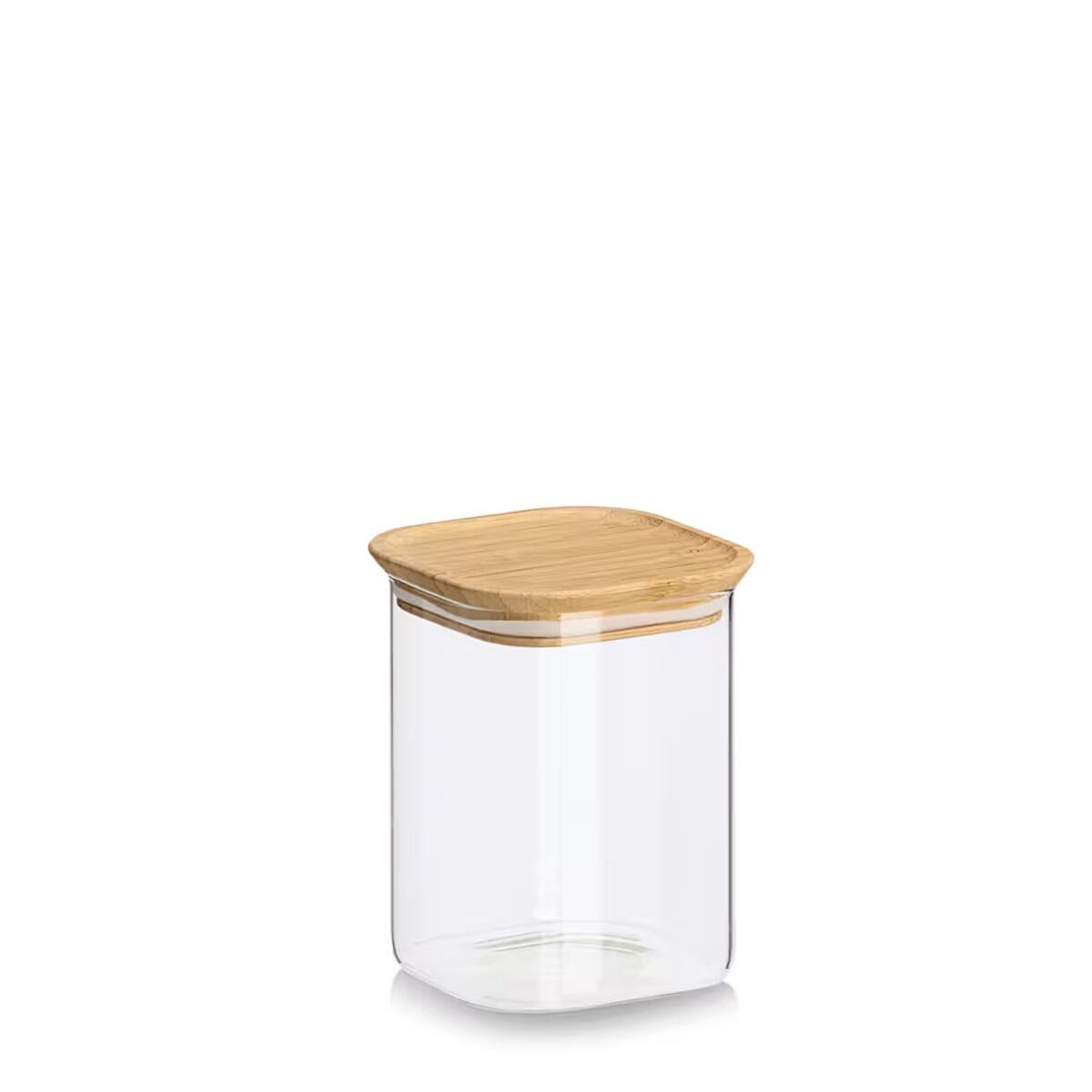 ZELLER 19053 Vorratsglas-Set 6-tlg. aus Borosilikatglas mit Bambusdeckel, ca. 31 × 11 × 28 cm