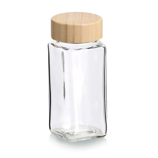 ZELLER 19064 Gewürzglas 120 ml mit Bambusdeckel, ca. 4,5 x 4,5 x 11 cm