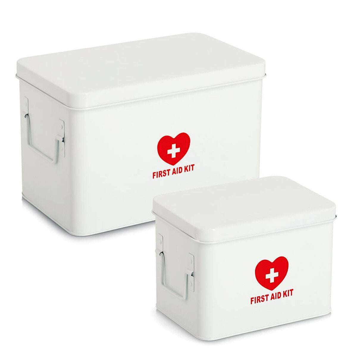 ZELLER 19244 Medizinbox FIRST AID KIT Metall weiß - 22 x 16 x 16 cm / Arzneimittelaufbewahrung
