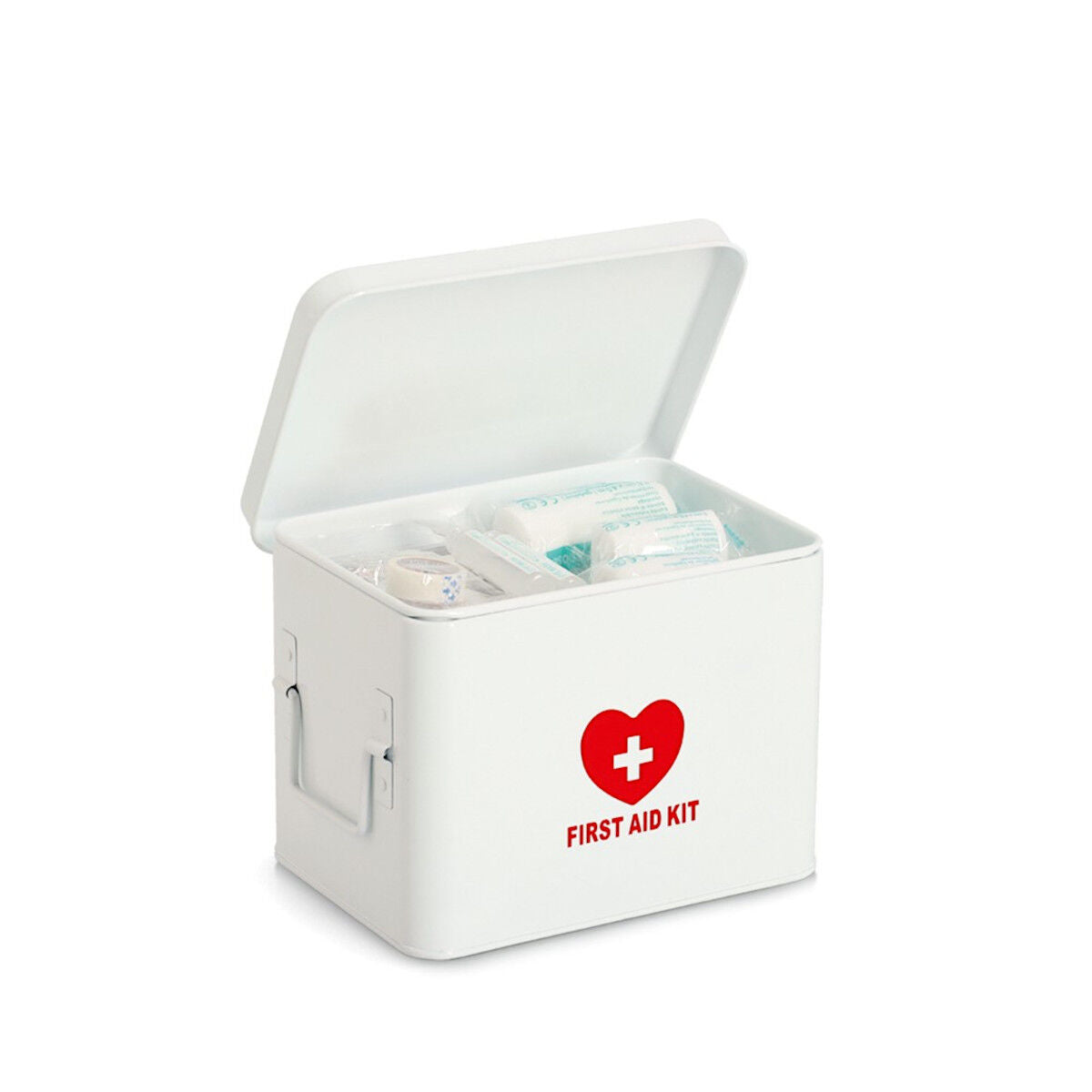 ZELLER 19244 Medizinbox FIRST AID KIT Metall weiß - 22 x 16 x 16 cm / Arzneimittelaufbewahrung