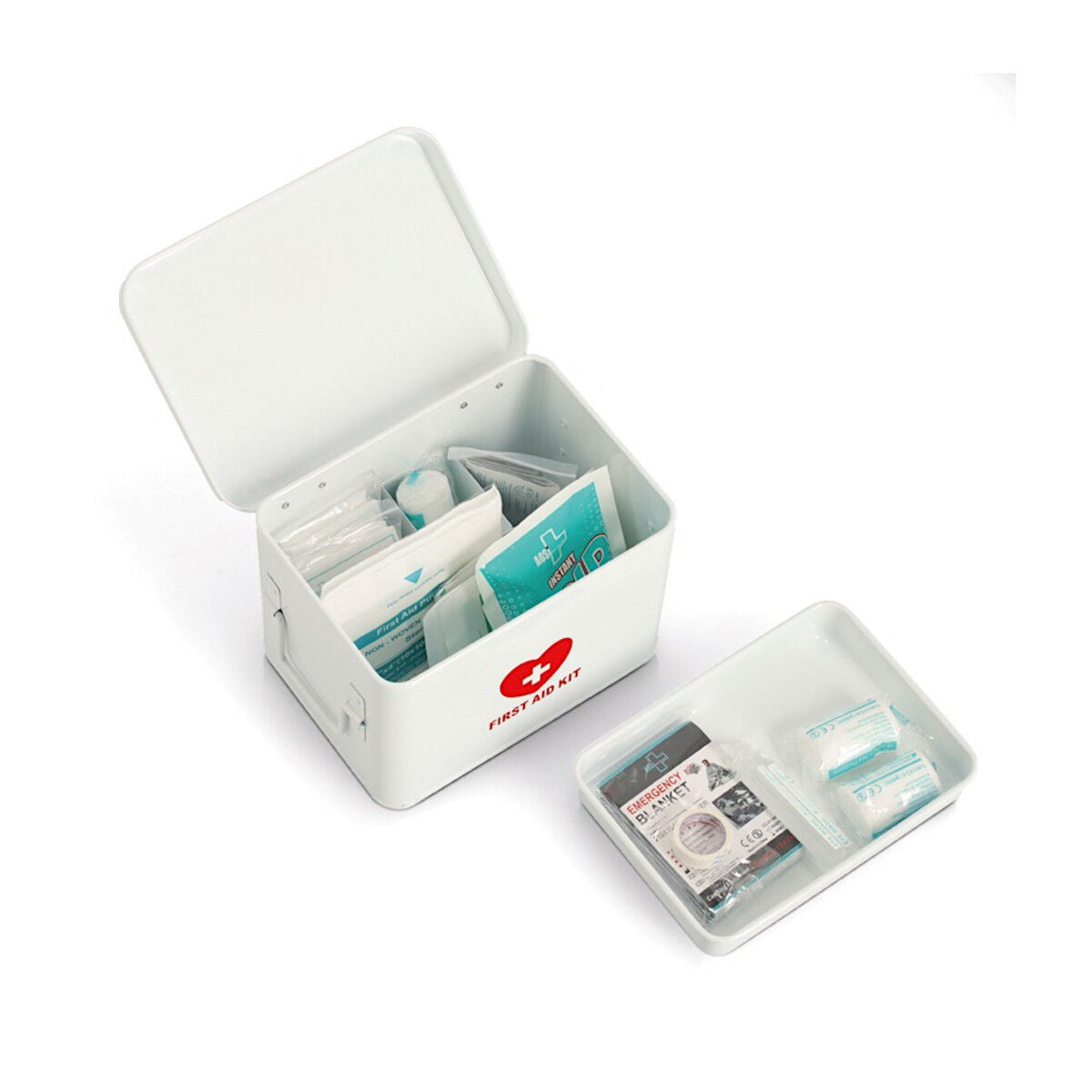 ZELLER 19244 Medizinbox FIRST AID KIT Metall weiß - 22 x 16 x 16 cm / Arzneimittelaufbewahrung