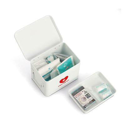 ZELLER 19244 Medizinbox FIRST AID KIT Metall weiß - 22 x 16 x 16 cm / Arzneimittelaufbewahrung