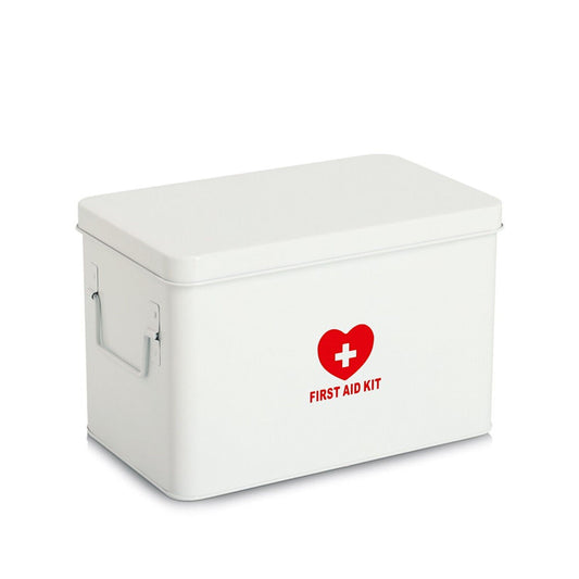 ZELLER 19245 Medizinbox FIRST AID KIT Metall weiß - 32 x 19 x 20 cm / Arzneimittelaufbewahrung
