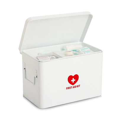 ZELLER 19245 Medizinbox FIRST AID KIT Metall weiß - 32 x 19 x 20 cm / Arzneimittelaufbewahrung