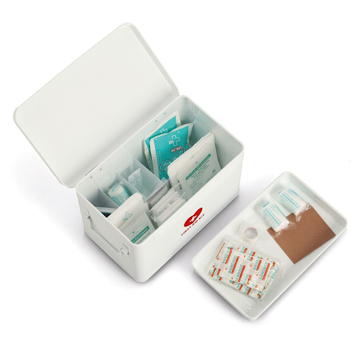 ZELLER 19245 Medizinbox FIRST AID KIT Metall weiß - 32 x 19 x 20 cm / Arzneimittelaufbewahrung