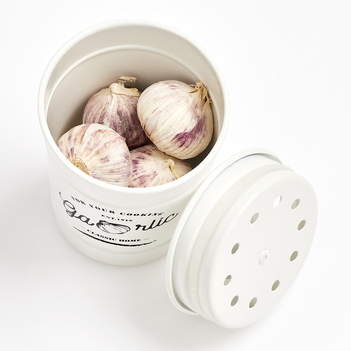 ZELLER 19345 Vorratsdose KNOBLAUCH aus Metall, weiß