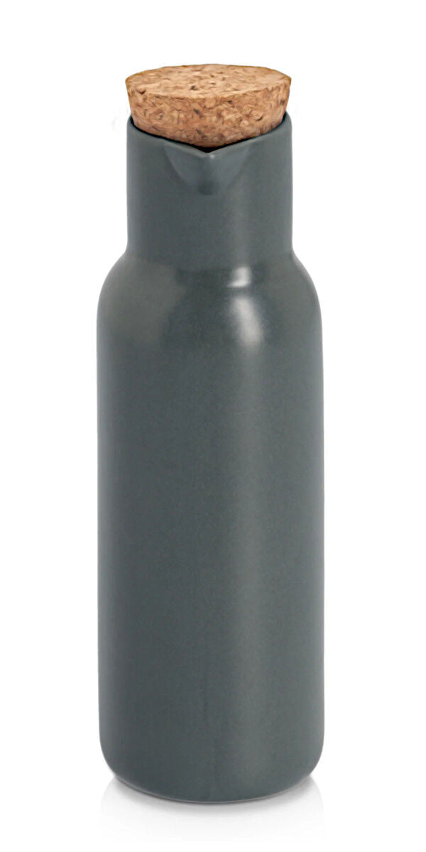 ZELLER 19390 Essig- und Ölflasche 300 ml Keramik mit Kork, schwarz