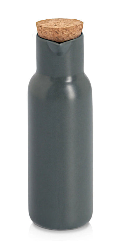 ZELLER 19390 Essig- und Ölflasche 300 ml Keramik mit Kork, schwarz