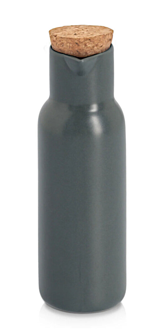 ZELLER 19390 Essig- und Ölflasche 300 ml Keramik mit Kork, schwarz