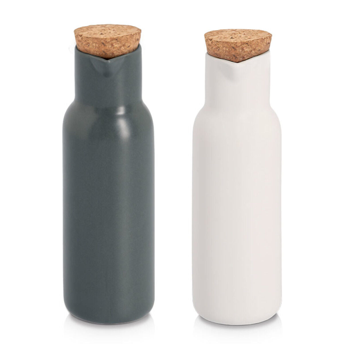 ZELLER 19390 Essig- und Ölflasche 300 ml Keramik mit Kork, schwarz