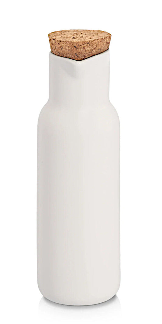 ZELLER 19391 Essig- und Ölflasche 300 ml Keramik mit Kork, weiß