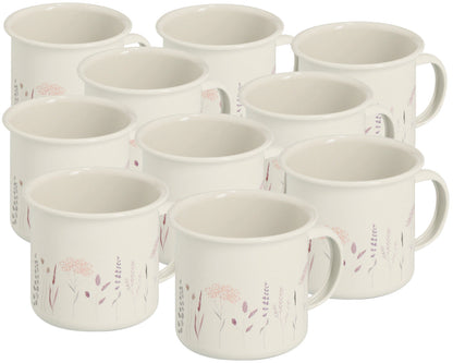 10er SET ZELLER 19400 Tasse 320 ml FLOWERS Metall, weiß/Dekor