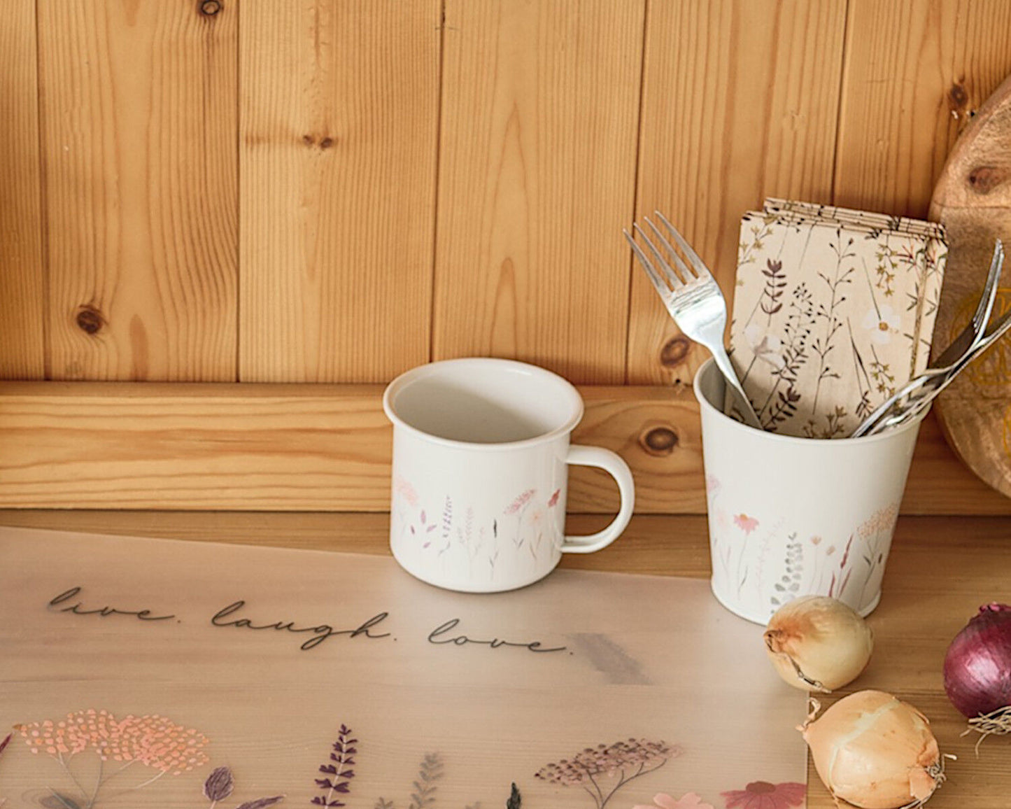 ZELLER 19400 Tasse 320 ml FLOWERS Metall, weiß/Dekor