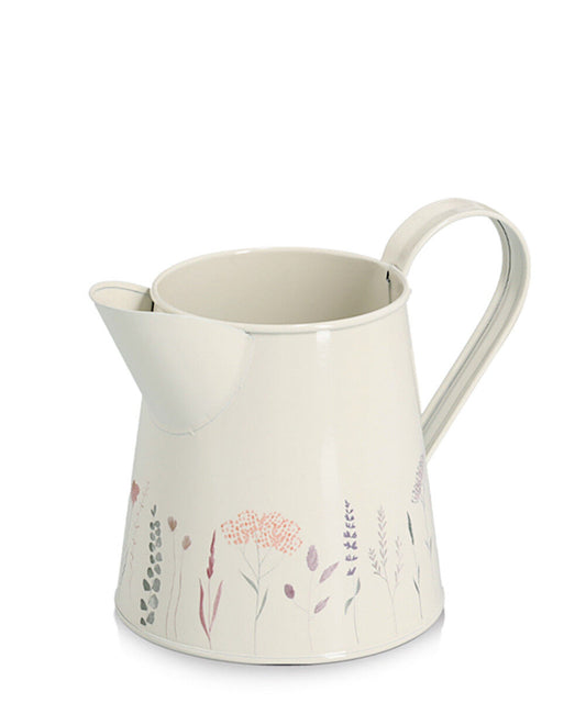 ZELLER 19404 Kanne 1500 ml FLOWERS Metall, weiß/Dekor