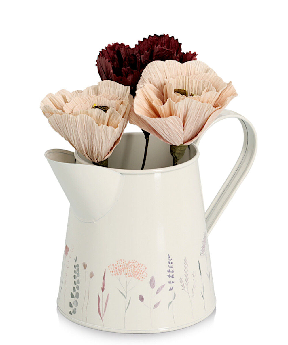 ZELLER 19404 Kanne 1500 ml FLOWERS Metall, weiß/Dekor