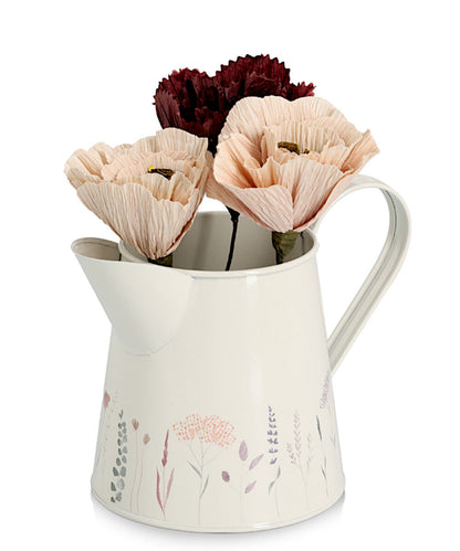 ZELLER 19404 Kanne 1500 ml FLOWERS Metall, weiß/Dekor