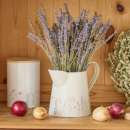 ZELLER 19404 Kanne 1500 ml FLOWERS Metall, weiß/Dekor
