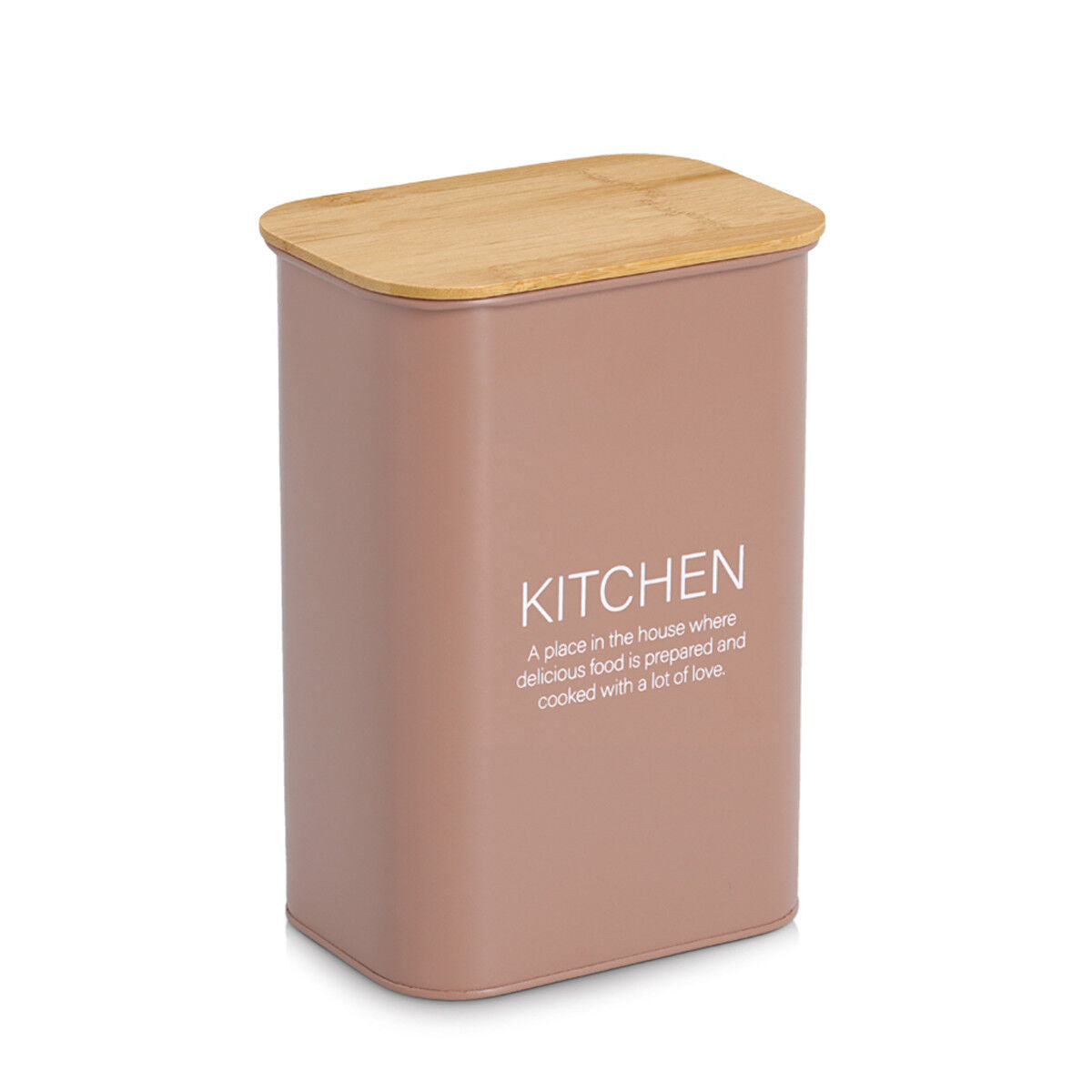 ZELLER 19408 Vorratsdose KITCHEN 3500 ml aus Metall, mocca mit Bambusdeckel
