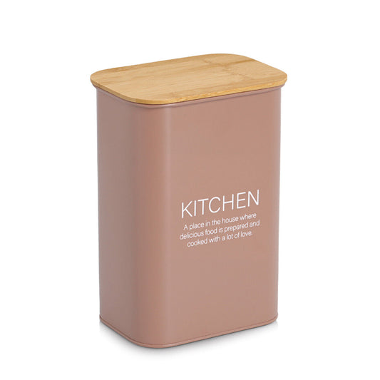 ZELLER 19408 Vorratsdose KITCHEN 3500 ml aus Metall, mocca mit Bambusdeckel