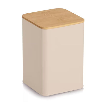 ZELLER 19418 Vorratsdose 1100 ml aus Metall, beige, ca. 9,5 x 9,5 x 14 cm