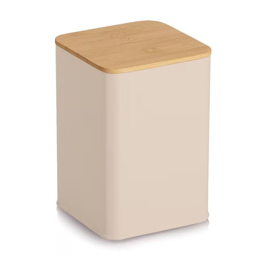 ZELLER 19418 Vorratsdose 1100 ml aus Metall, beige, ca. 9,5 x 9,5 x 14 cm
