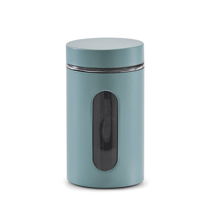 ZELLER Vorratsglas Glasbehälter mit Metallmantel, pulverbeschichtet
