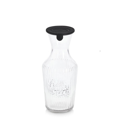 ZELLER 19654 Glaskaraffe 1200 ml mit Silikondeckel, schwarz, ca. Ø 11 x 25,5 cm