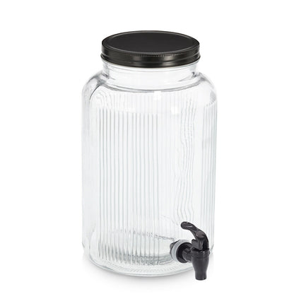 ZELLER 19655 Getränkespender 3,9 Liter mit Zapfhahn, Glas/Metall, ca. Ø 16 x 25 cm