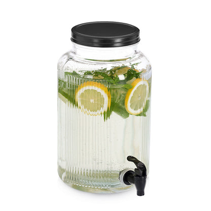 ZELLER 19655 Getränkespender 3,9 Liter mit Zapfhahn, Glas/Metall, ca. Ø 16 x 25 cm