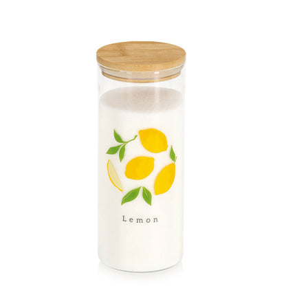ZELLER 19659 Vorratsglas LEMON 1150 ml, Glas/Bambus, ca. Ø 9 x 22,5 cm