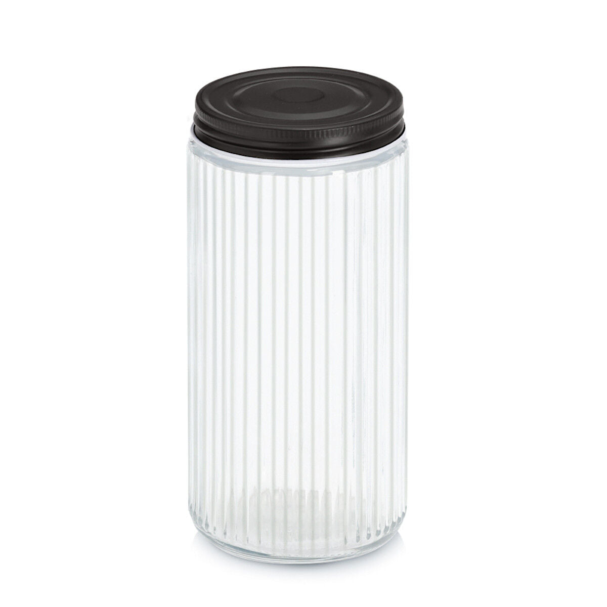 ZELLER 19663 Vorratsglas 950 ml mit Metalldeckel, Glas/Metall, ca. Ø 9,3 x 19,5 cm