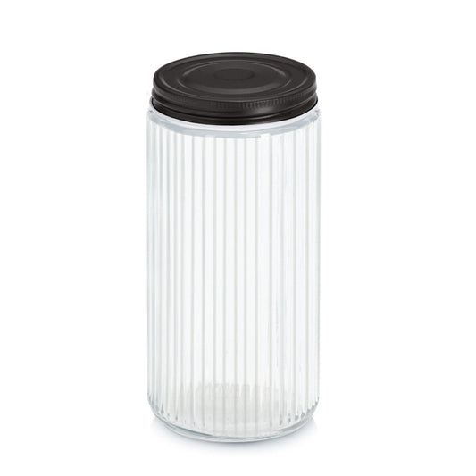 ZELLER 19663 Vorratsglas 950 ml mit Metalldeckel, Glas/Metall, ca. Ø 9,3 x 19,5 cm