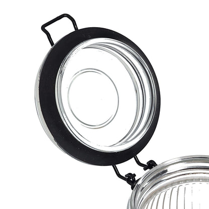 ZELLER 19666 Vorratsglas 1400 ml mit schwarzem Bügelverschluss, Glas/Metall, ca. Ø 12,8 x 17,4 cm