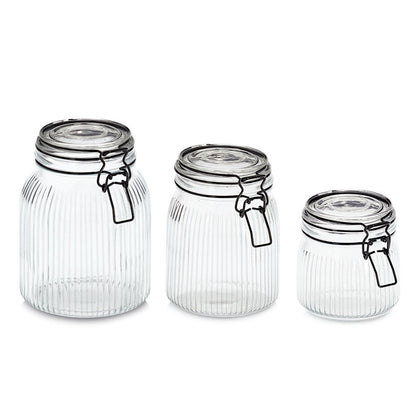 ZELLER 19666 Vorratsglas 1400 ml mit schwarzem Bügelverschluss, Glas/Metall, ca. Ø 12,8 x 17,4 cm