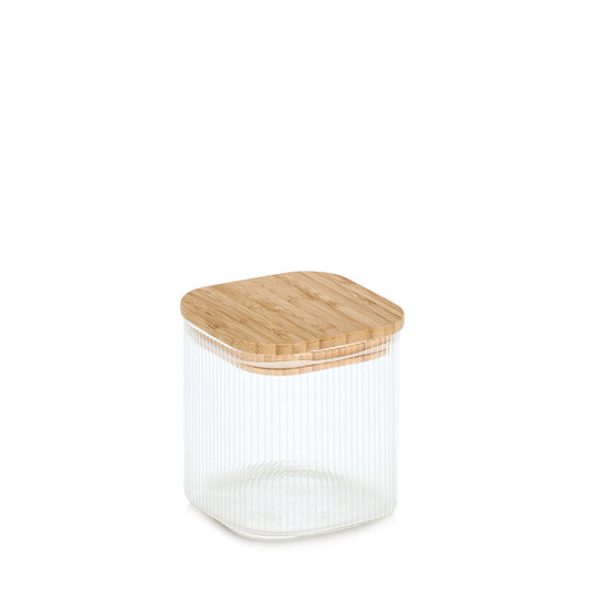 ZELLER 19667 Vorratsglas 720 ml mit Bambusdeckel, Glas/Bambus, ca. 10 x 10 x 10,7 cm