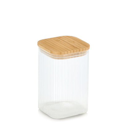 ZELLER 19668 Vorratsglas 1150 ml mit Bambusdeckel, Glas/Bambus, ca. 10 x 10 x 15,5 cm