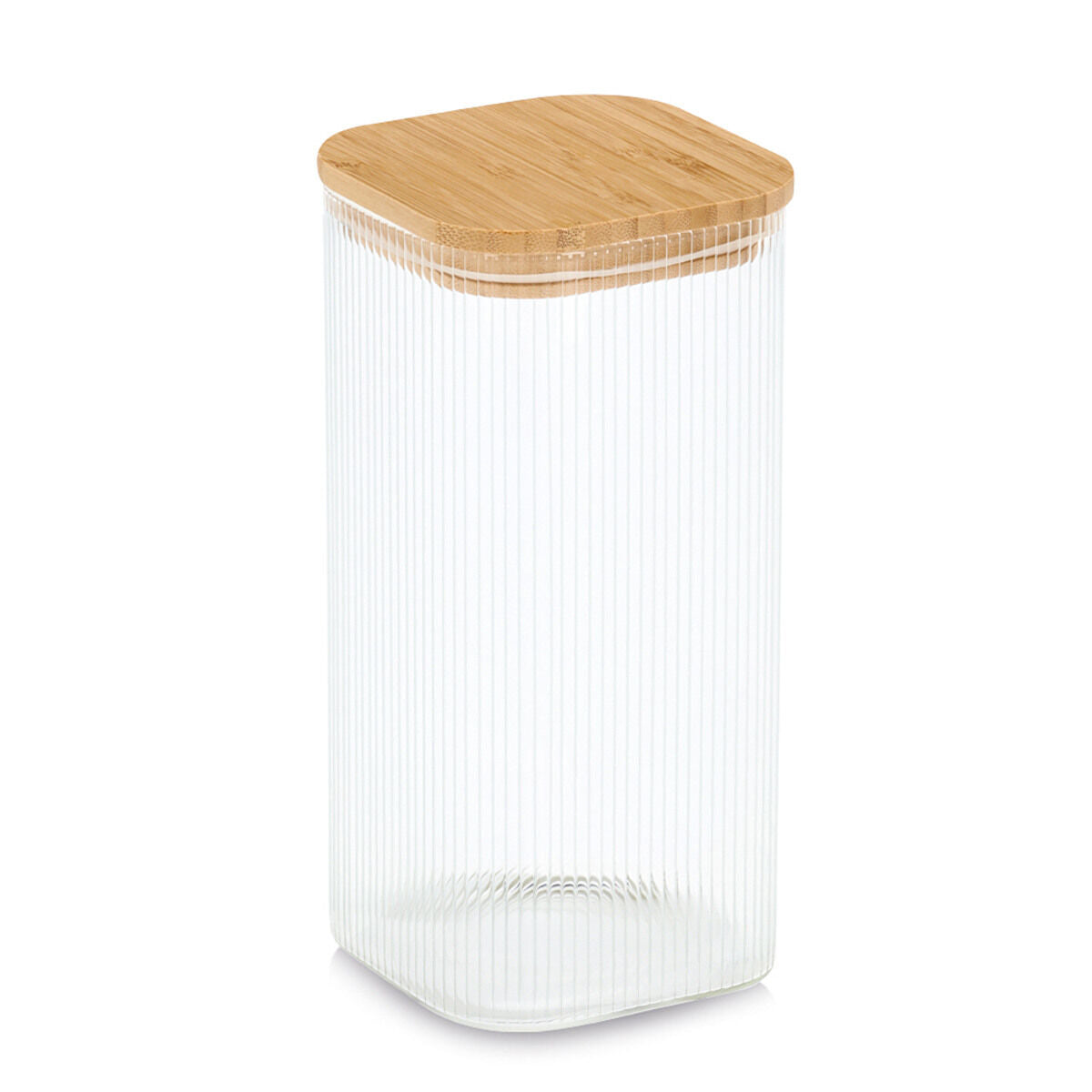 ZELLER 19669 Vorratsglas 1500 ml mit Bambusdeckel, Glas/Bambus, ca. 10 x 10 x 20,5 cm